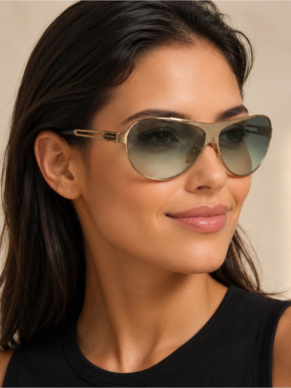 Vintage Escada Gold Aviator Sunglasses Style SES633 Unisex Y2K Made in Italy